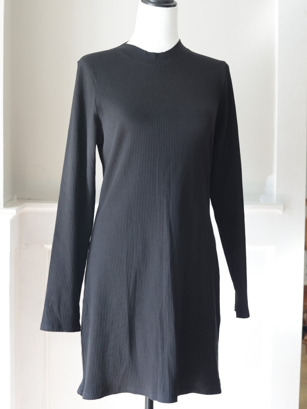 PINK Victoria's Secret Black Ribbed Long-Sleeve Dress